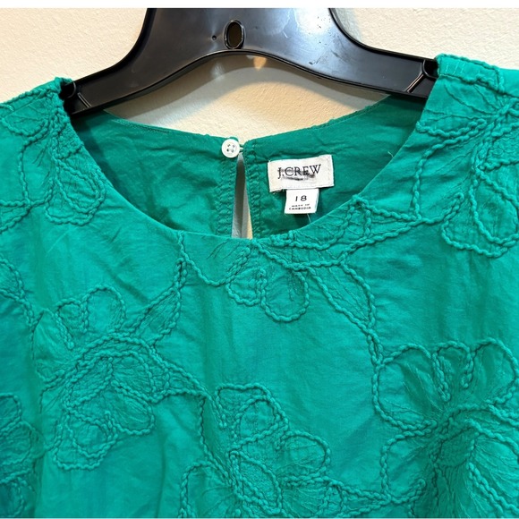 J.Crew‎ Eyelet Puff Sleeve Mini Dress Dublin Green Size 18 NWT (CI022) - Picture 6 of 9